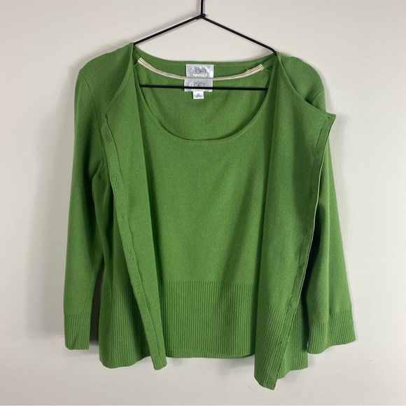 Loft Green Cardigan and Knit Tank TwinSet - Picture 3 of 8